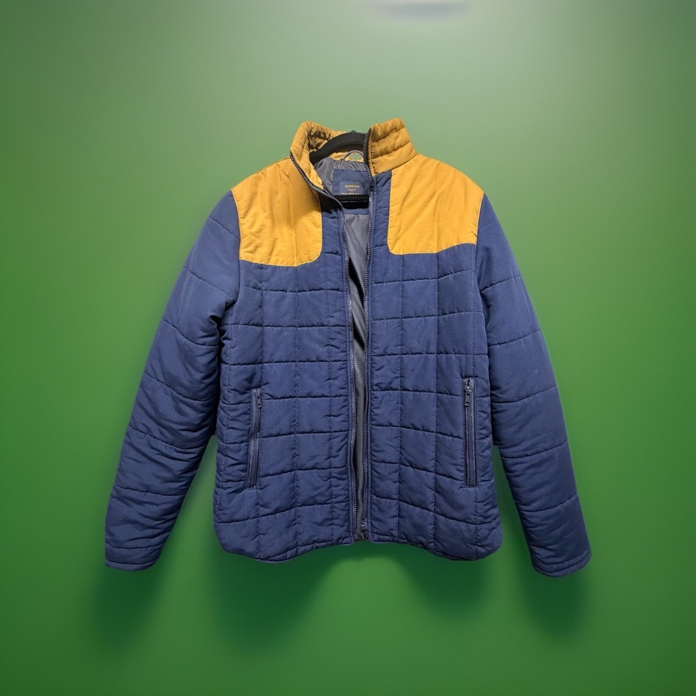Nomad Par & Flow Men's Quilted Puffer Jacket Blue Mustard Insulated‎ XL - READ